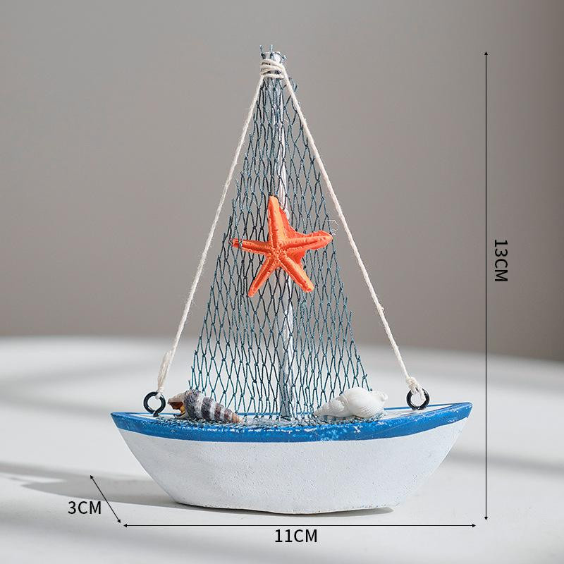Love Home Garden Mini Segelboot aus Holz im mediterranen Nautik-Stil, Blau-Weiß-Multicolor, Tischdekoration - Bild 2