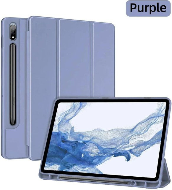 Stoßfeste Leder-Silikon Hülle für Samsung Galaxy Tab S11 S10 S9 S8 S7 Ultra FE Plus A9 A11 in Violett - Bild 1