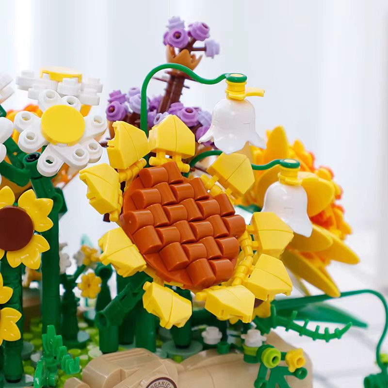 CONUSEA Sonnenblumenkorb Mini-Baustein mit 3D-LED-Modell und Mikrosteinen als dekoratives Spielzeug für Zuhause - Bild 2