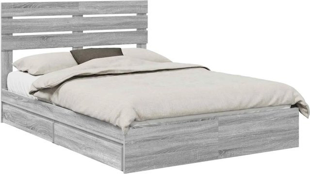 vidaXL Stauraumbett mit Schubladen in Grau Sonoma, B/T/H: 160 x 200 x 163 cm - Bild 1