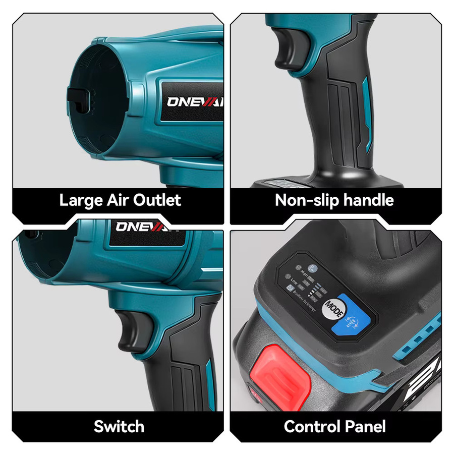 ONEVAN Bürstenloser Elektrischer Turbo Gebläse Jet Fan 3500 W 300000 RPM Laubbläser für Makita 18 V Akku - Bild 3