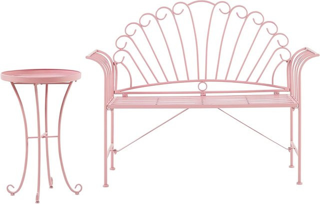 Beliani Bistro Set CAVINIA in Rosa, Retro Design aus Metall, B/T/H: 46 x 125 x 97 cm - Bild 1