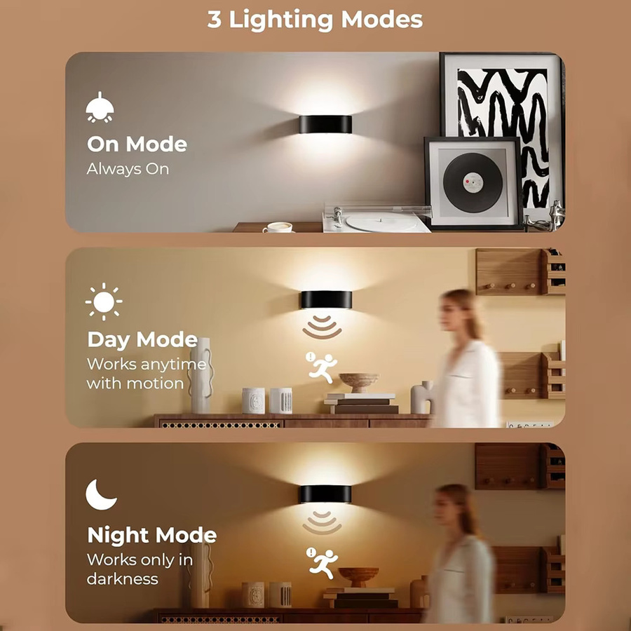 2 Stück UMEXUS Moderne LED-Wandleuchten in Schwarz mit Bewegungssensor, RGB Dimmbare Wandbeleuchtung für Auf- und Abwärts-Montage in Wohnzimmer, Flur und Schlafzimmer - Bild 4