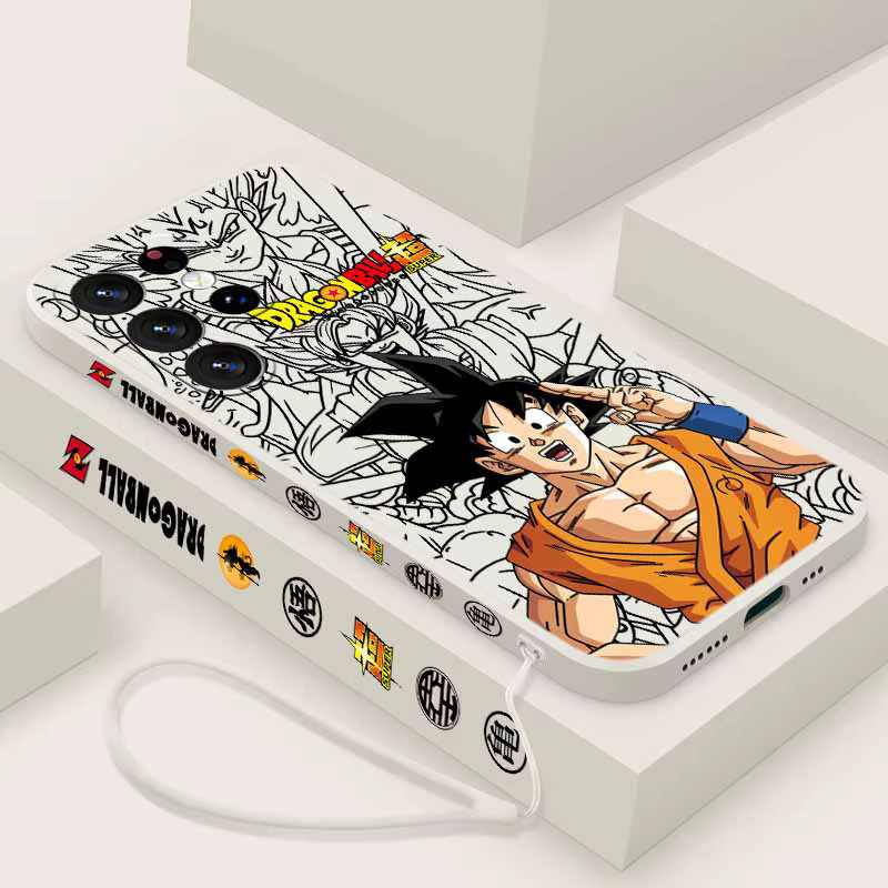 Dragon Ball Son Goku Handyhülle aus Flüssig-Silikon mit Seil für Samsung Galaxy A73 A72 A71 A60 A57 A56 A55 A54 A53 A52 A36 A34 A32 A26 A24 - Bild 3