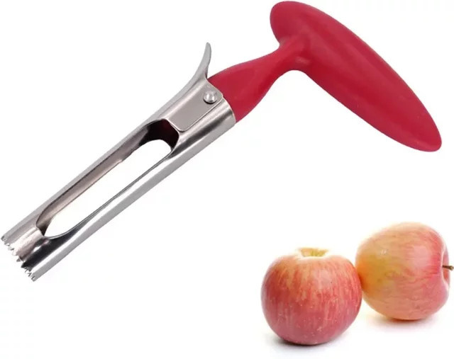 Edelstahl Apfelentkerner und Kernentferner in Rot als Küchenhelfer für Apfel und Birne - Bild 1