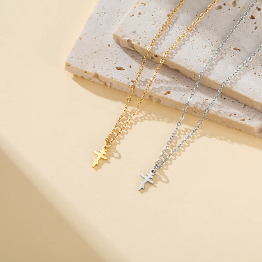 Unift Halskette mit Kreuz-Anhänger, Edelstahl, Gold, Unisex - Bild 2