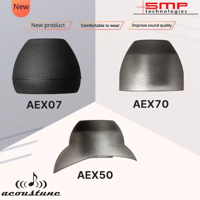 Acoustune Silikon In-Ear-Kappen für AEX07 AEX50 AEX70 Ohrhörer in Schwarz - Bild 1