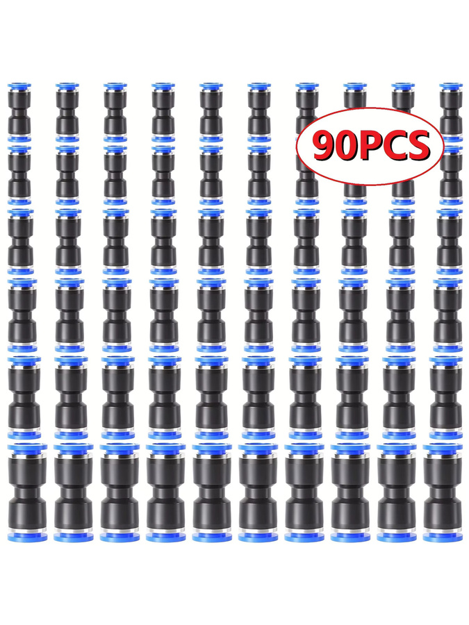 90-teiliges Universal-Schnellverschluss-Luftschlauch-Montageset aus Kunststoff in Schwarz für 4/6/8/10/12 mm Schläuche mit Schnellkupplungs-Schlauchanschlüssen im Kappenstil - Bild 6