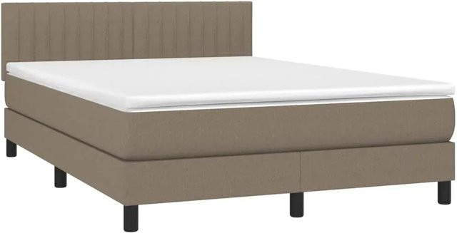 vidaXL Boxspringbett Hybrid mit Matratze und LED-Unterbettbeleuchtung in Beige, B/T/H: 140 x 200 x 144 x 203 cm - Bild 1