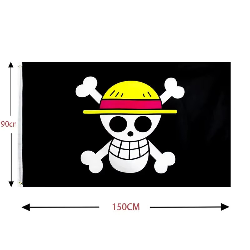 Bandai One Piece Piraten-Totenkopf-Flagge Wanddekoration Schwarz B: 90 cm, H: 150 cm - Bild 6