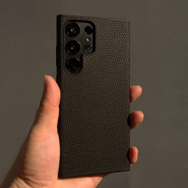 Auto Casa Echtleder Schutzhülle für Samsung Galaxy S24 Ultra S23 FE S22 S21 FE S20 in Schwarz - Bild 1