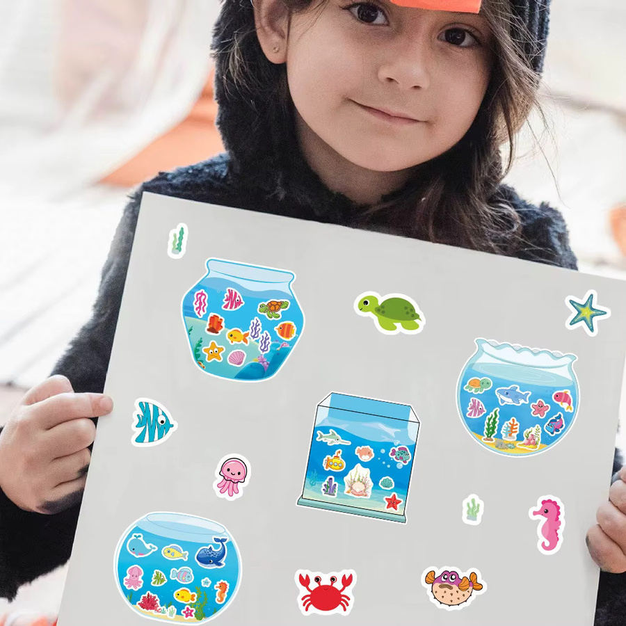 BulingBulingStickers Store Puzzle-Aufkleber, Meerestiere, Natur, 8-teiliges Set - Bild 3
