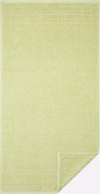 wäschepur 4-tlg. Handtuch-Sparset aus 100% Baumwolle in Pistazie mit Multicolor-Bordüre und grafischen Elementen - Bild 1