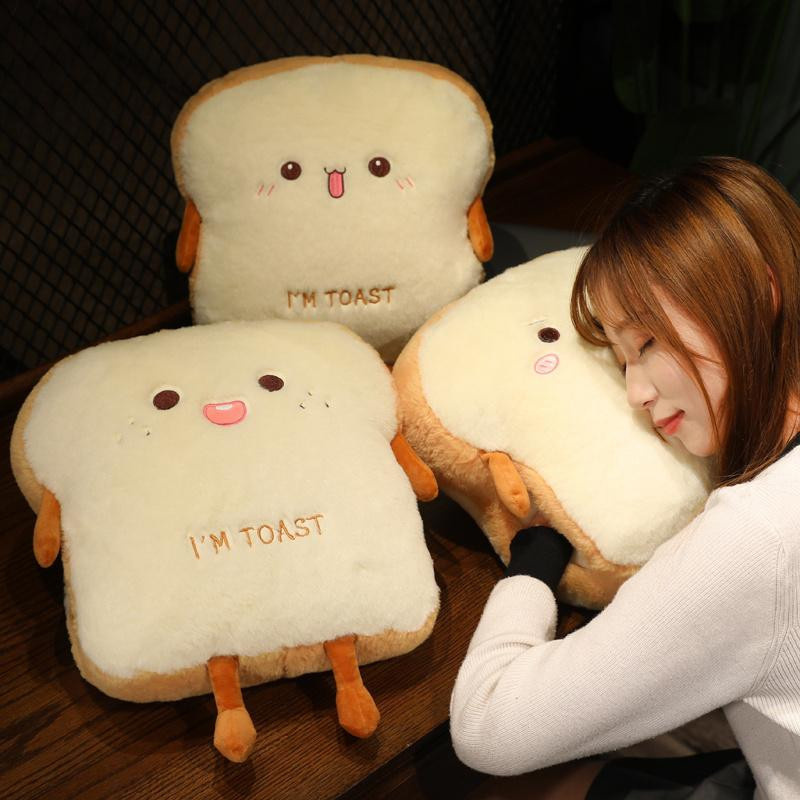 Plüsch Brot Kissen Toast Simulation Lebensmittel Dekoration Beige 35 cm - Bild 3