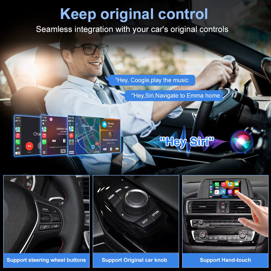 AUTOABC Kabellose CarPlay und Android Auto Schnittstelle mit Airplay und Mirror Link sowie GPS für BMW NBT EVO 1 2 3 4 5 6 7 Serie in Schwarz - Bild 3
