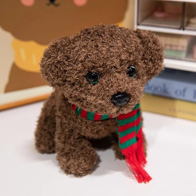 Sitzende Pudel Plüschtiere, Welpenpuppe mit Schal, 20cm, ab 14 Jahren - Bild 1