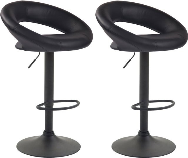 CLP 2er Set Barhocker Olinda in Schwarz aus Kunstleder mit höhenverstellbarem Metallfuß - Bild 1