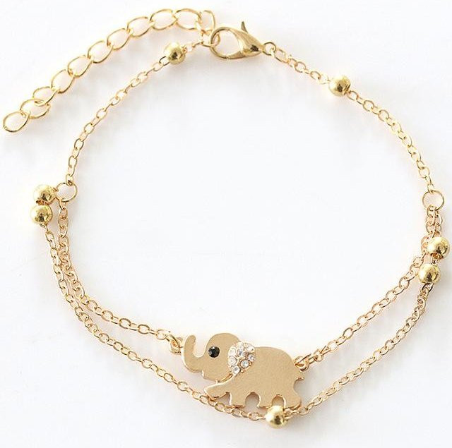 Wucifang Jewelry Fußkette Titanstahl, Roségold, Elefant, Diamant, Damen, 20cm - Bild 1