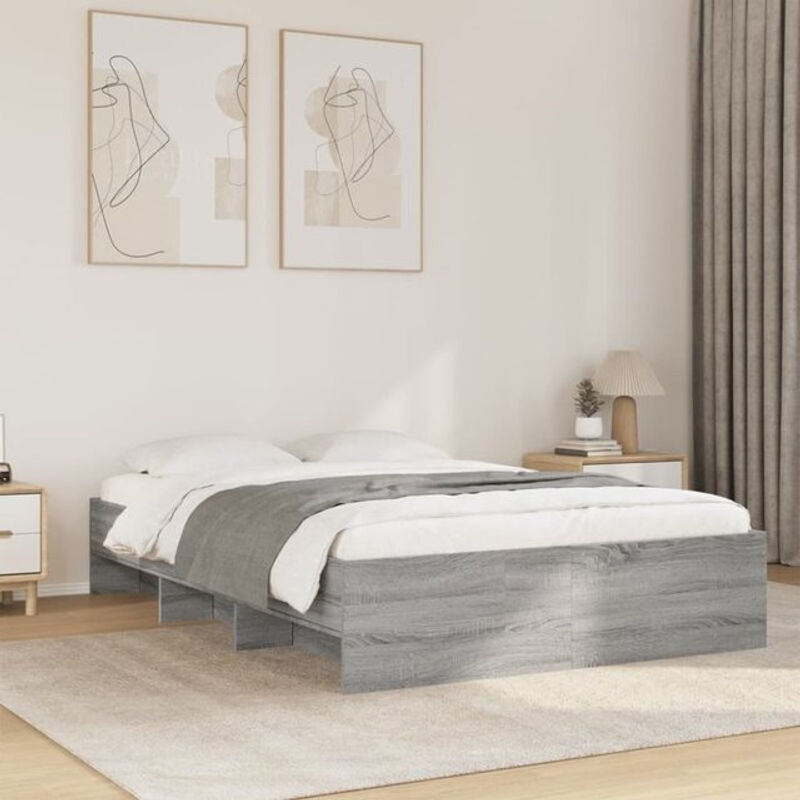 Vidaxl Funktionsbett aus Holzwerkstoff in Grau, Modernes Bettgestell B: 140 cm, L: 190 cm - Bild 1