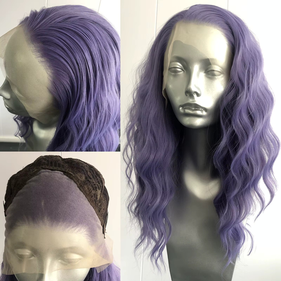 AIMEYA Lace-Front-Perücke für Damen, Lila, Tiefe Welle, Kunsthaar - Bild 2