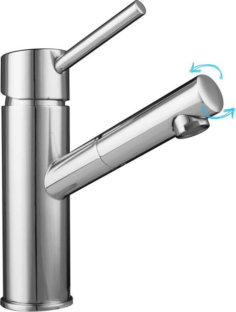 PaulGurkes Waschtischarmatur aus Messing mit schwenkbarem Auslauf in Chrom/Silber - Bild 1