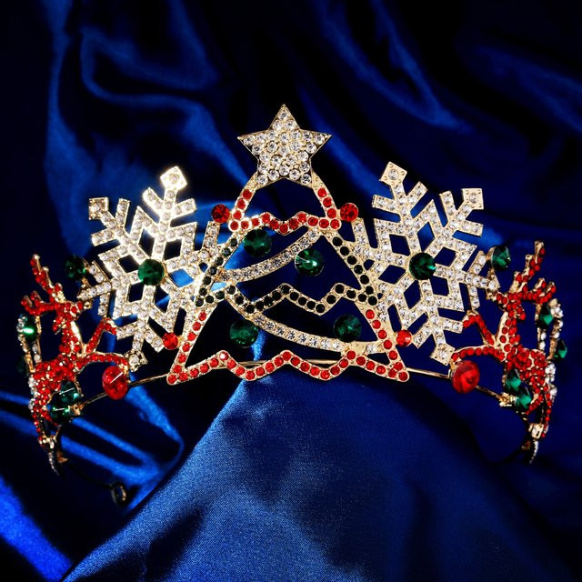 Haarband Krone, Strass, Weihnachtsbaum, Schneeflocken, Sterne, Legierung - Bild 1