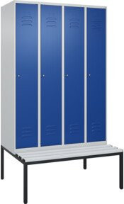 C+P Spind Classic PLUS Garderobenspind mit Sitzbank, 4 Abteile, Lichtgrau, B/T/H: 212 x 120 x 81,5 cm - Bild 1