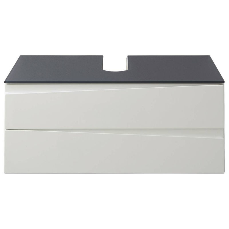 Waschbeckenunterschrank byLIVING Shape in Grau und Weiß mit Hochglanzfront, B/H/T: 80 x 33 x 47 cm - Bild 2