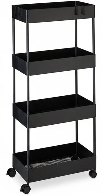 Relaxdays Rollwagen mit 4 Ebenen aus Kunststoff und Edelstahl in Schwarz, Höhe: 93 cm, Breite: 40 cm, Tiefe: 22 cm - Bild 1