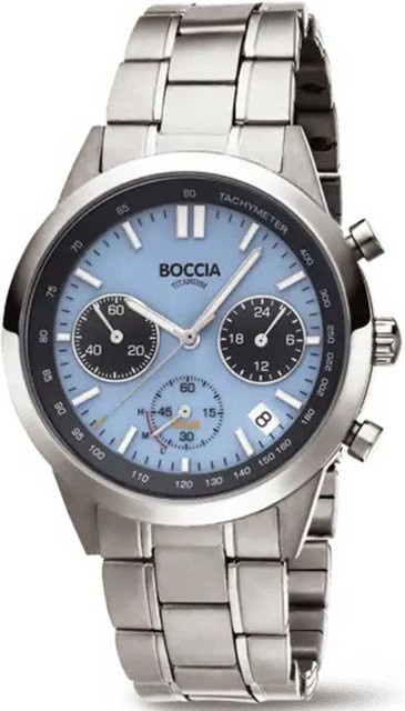 Boccia Chronograph Herrenuhr, Titanium, Quarz, 41 mm, Blau, 5 ATM - Bild 1