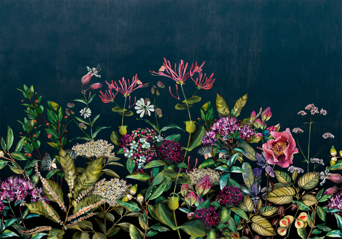 Coordonné Mural Wild Floral Day Wandtapete mit botanischem Blumenmuster in Blau und Multicolour - Bild 2