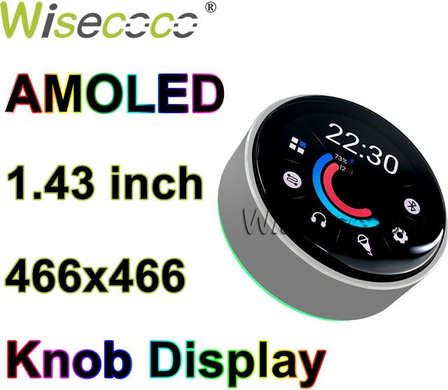 Wisecoco 1,43 Zoll AMOLED Display mit Knopf und UART TTL Serial Port LCD Modul, 466x466 hochauflösend, für deine 2. Entwicklung - Bild 1