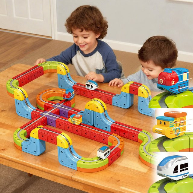 zollor Magischer Orbit Cube 3D Block-Schienenwagen, STEM-Bauspiel, 123-teiliges Set - Bild 1
