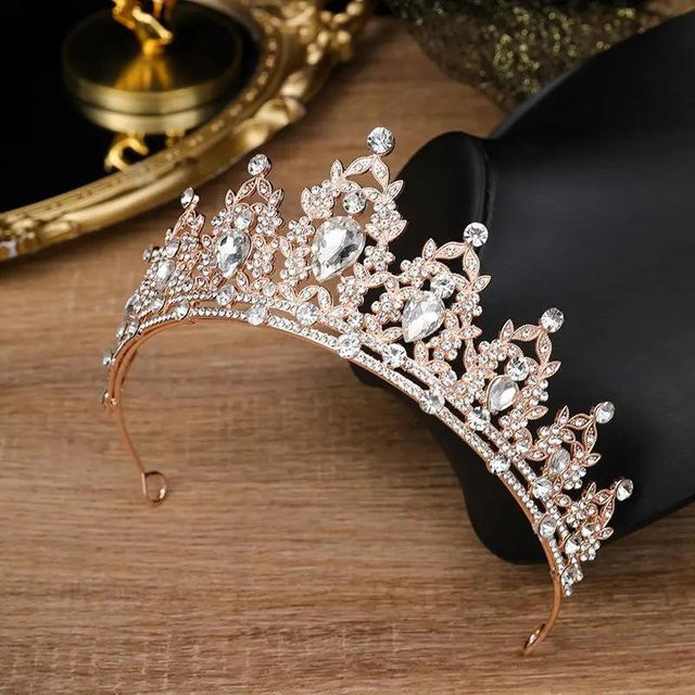 YIRAN Prinzessinnenkrone Tiara, Kristall, Roségold, Kinder - Bild 1