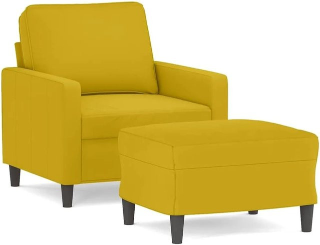 vidaXL Sessel mit Hocker in Gelb aus Samt mit Armlehnen und modernem Design - Bild 1