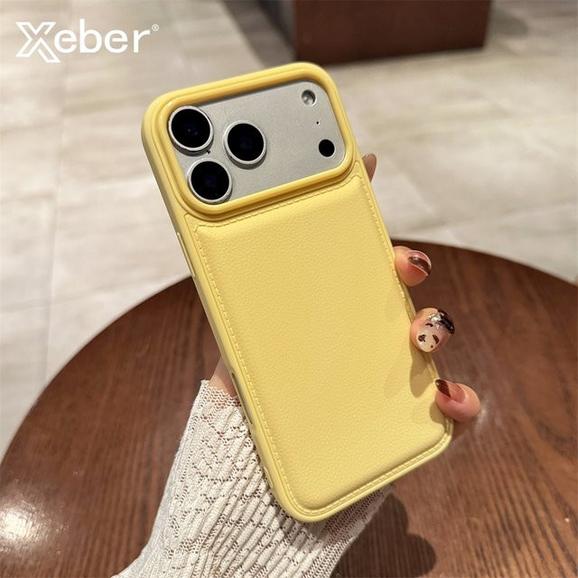 Xeber Stoßfeste Handyhülle aus Trommelhaut-Leder für iPhone 11 bis 17 Pro Max Plus Air in Orange - Bild 1