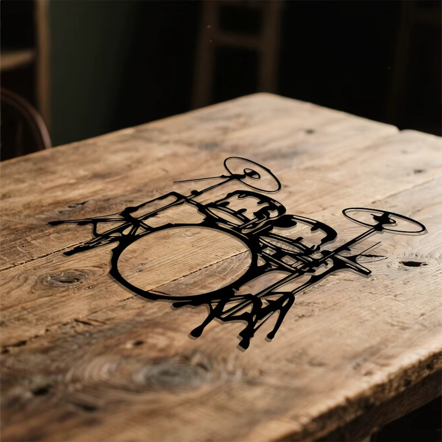 CIFBUY Metall Wandkunst Trommel-Set in Schwarz zur Dekoration von Musikraum, Wohnbereich oder Schlafzimmer - Bild 3