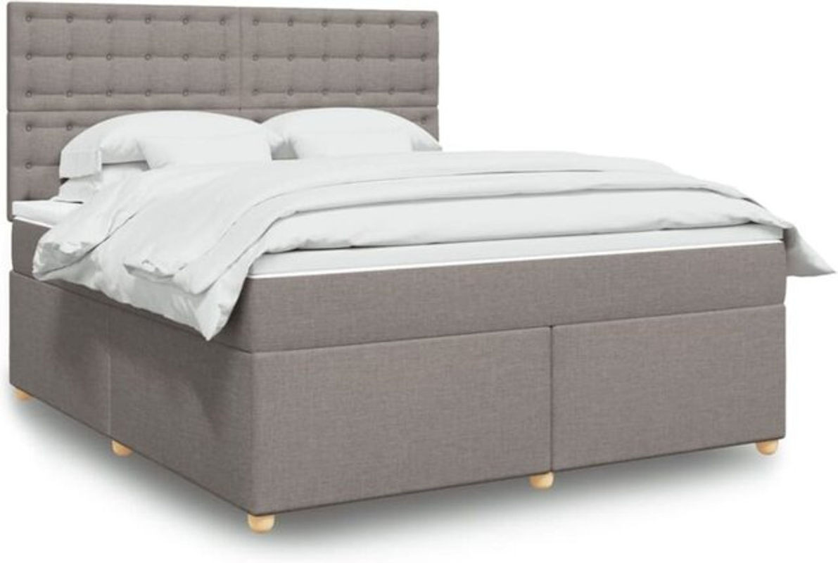 Vidaxl Boxspringbett mit Matratze in Taupe Meliert, Modernes Design aus Stoff und Holzwerkstoff, B/T/H: 180 x 200 x 140,5 cm - Bild 1