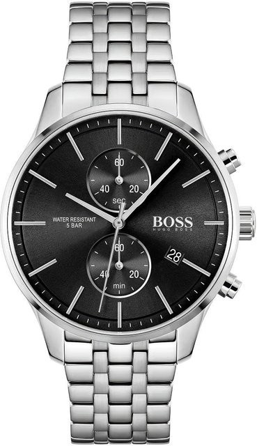 Hugo Boss Chronograph Herrenuhr, Edelstahl, Quarz, 42 mm, Silber - Bild 1