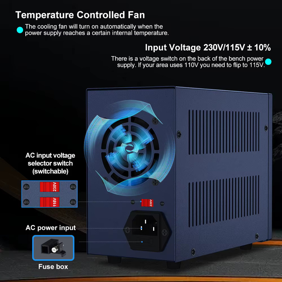 Wanptek Labor-Stromversorgung 32V 10A Einstellbare DC-Stromversorgung mit USB-A und Typ-C Schnellladung - Bild 2