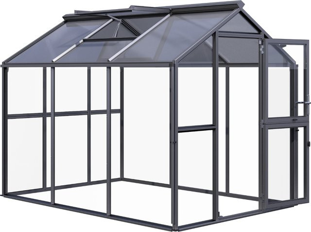 KGT Gewächshaus Galant III in Anthrazit-Grau mit 6,7 m² Fläche, 4 mm ESG-Glas und 10 mm HKP - Bild 1