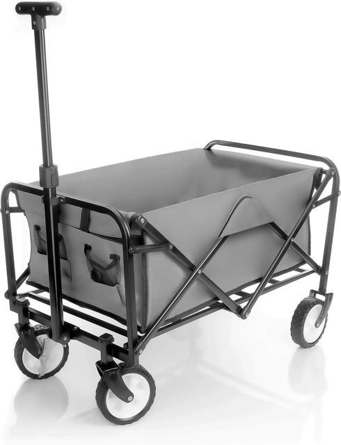 BigDean Bollerwagen faltbar in Grau Schwarz bis 80kg kompakter Transportwagen für Camping und Garten - Bild 1