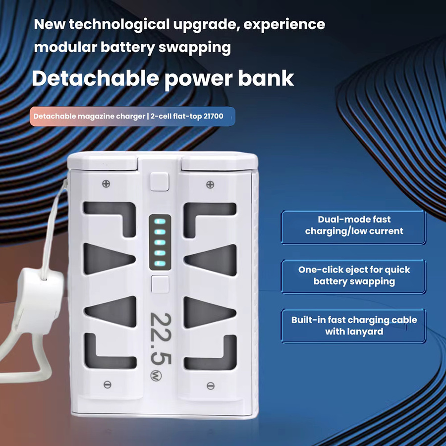 diymore DIY-Gehäuse für 2x 21700 Akku-Powerbank mit 22,5W Typ-C Schnellladung und Dual-Modus in Grau oder Weiß - Bild 4