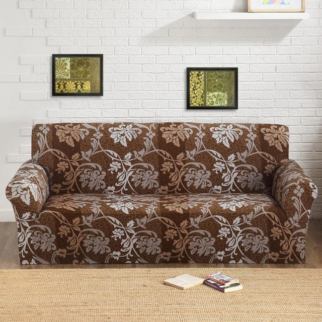 Super Stretch Sofabezug für 1-Sitzer mit Grafikprint, Braun, Breite: 90-140 cm - Bild 1