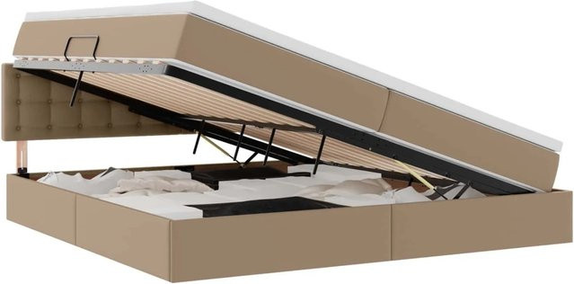 vidaXL Aufbewahrungsbett mit Matratze in Cappuccino, Farbe: Beige/Braun, B/T/H: 200 x 200 x 204 cm - Bild 1