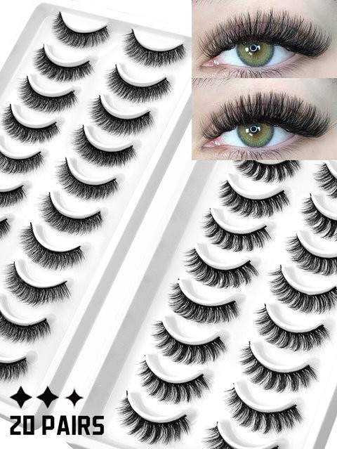 VELTRINAY Wispy Cat Eye Wimpern, 20 Paar, 3D Nerz-Kunstwimpern, Natürlich - Bild 1