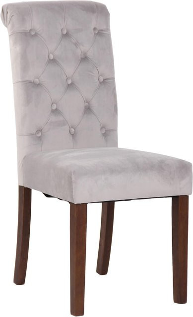 CLP Esszimmerstuhl Lisburn Polsterstuhl aus Samt und Stoff im Chesterfield Design gesteppt - Bild 1