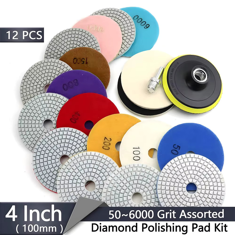 Podofo Diamant-Polierscheiben-Set mit Wollpads und Filzscheibe, Multicolor, Durchmesser: 100 mm - Bild 4