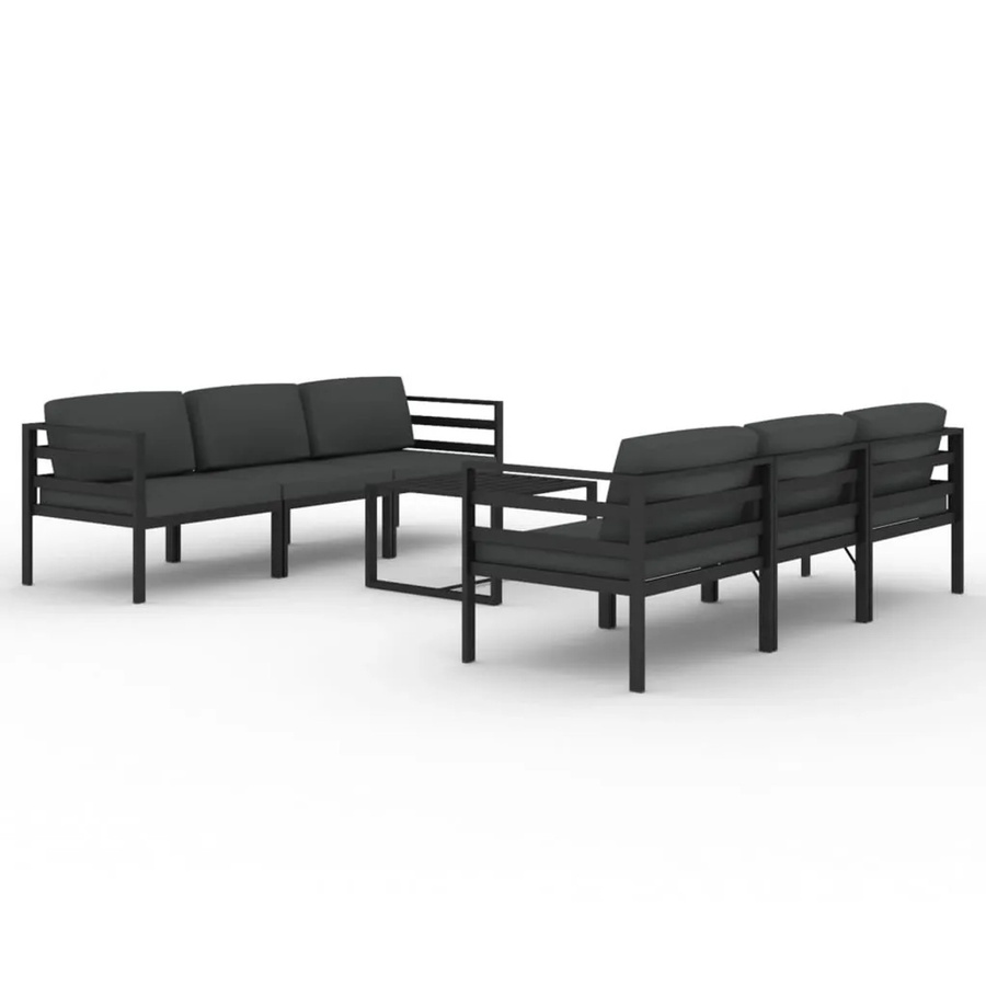 vidaXL 7-tlg Garten-Lounge-Set Modell 6 aus Aluminium in Anthrazit mit Polsterkissen - Bild 2