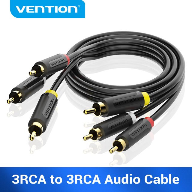 Vention RCA auf RCA AV-Kabel in Schwarz, vergoldete Audio-Video-Stecker für TV, DVD und Verstärker - Bild 1